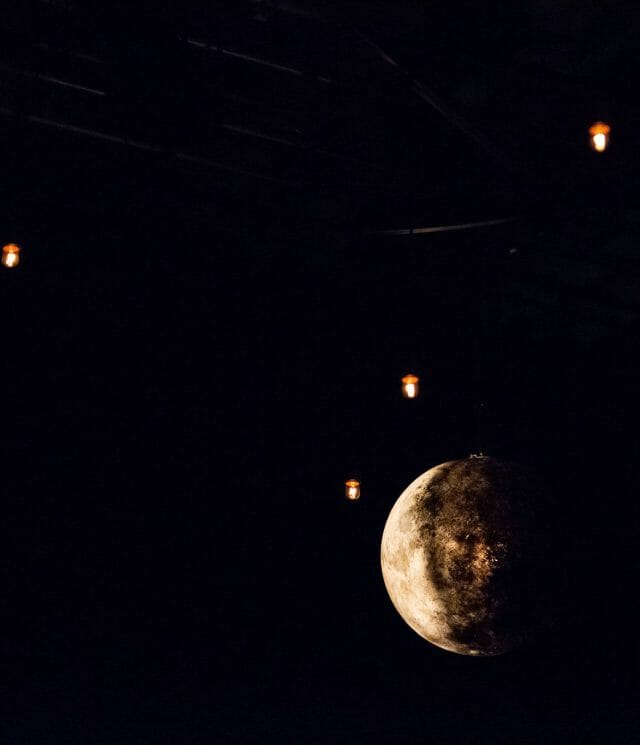 The lighting for Under Three Moons at The Lowry