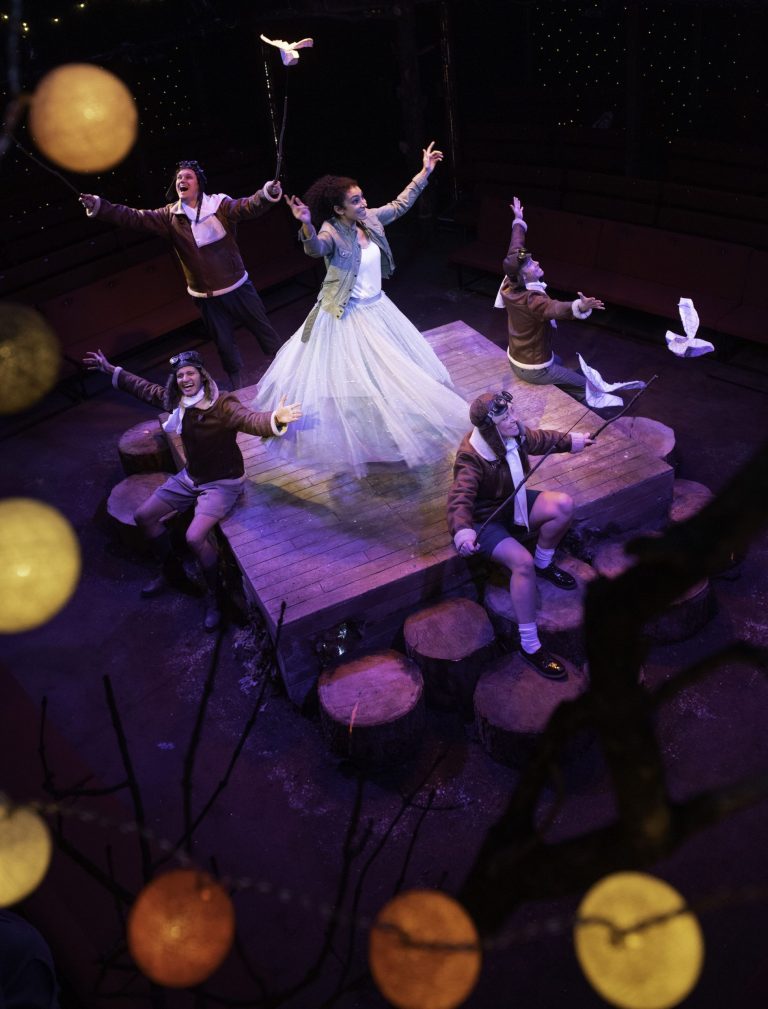 Actors dancing on the set of Cinderella